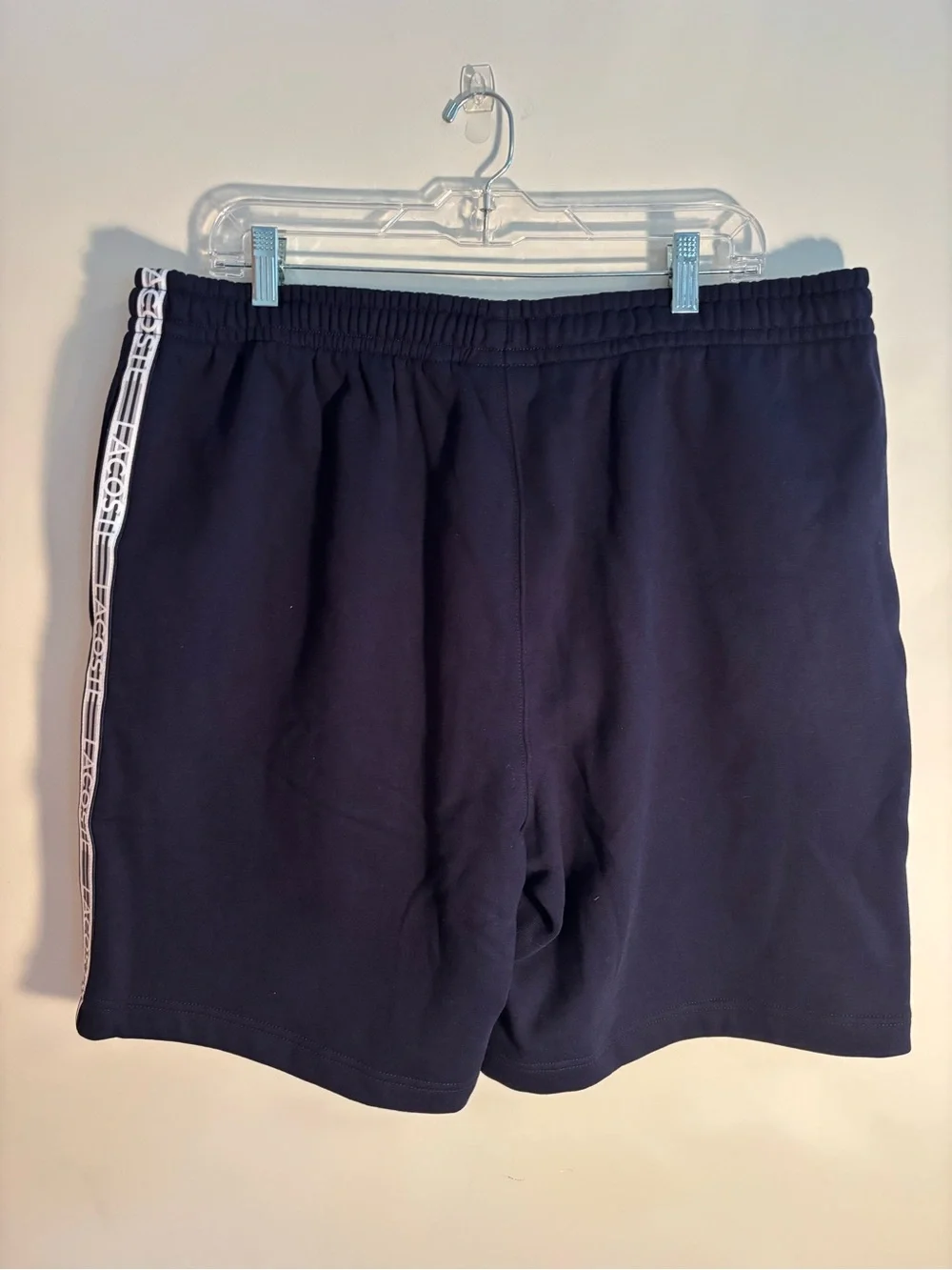 Lacoste Mens Navy Logo-Trim Knit Shorts